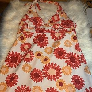 Reversible floral halter dress